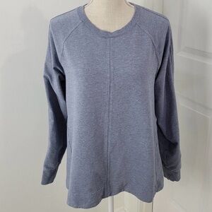 Athleta Sweatshirt Womens M Blue Farallon Terry Pullover Sweats Crewneck Beachy